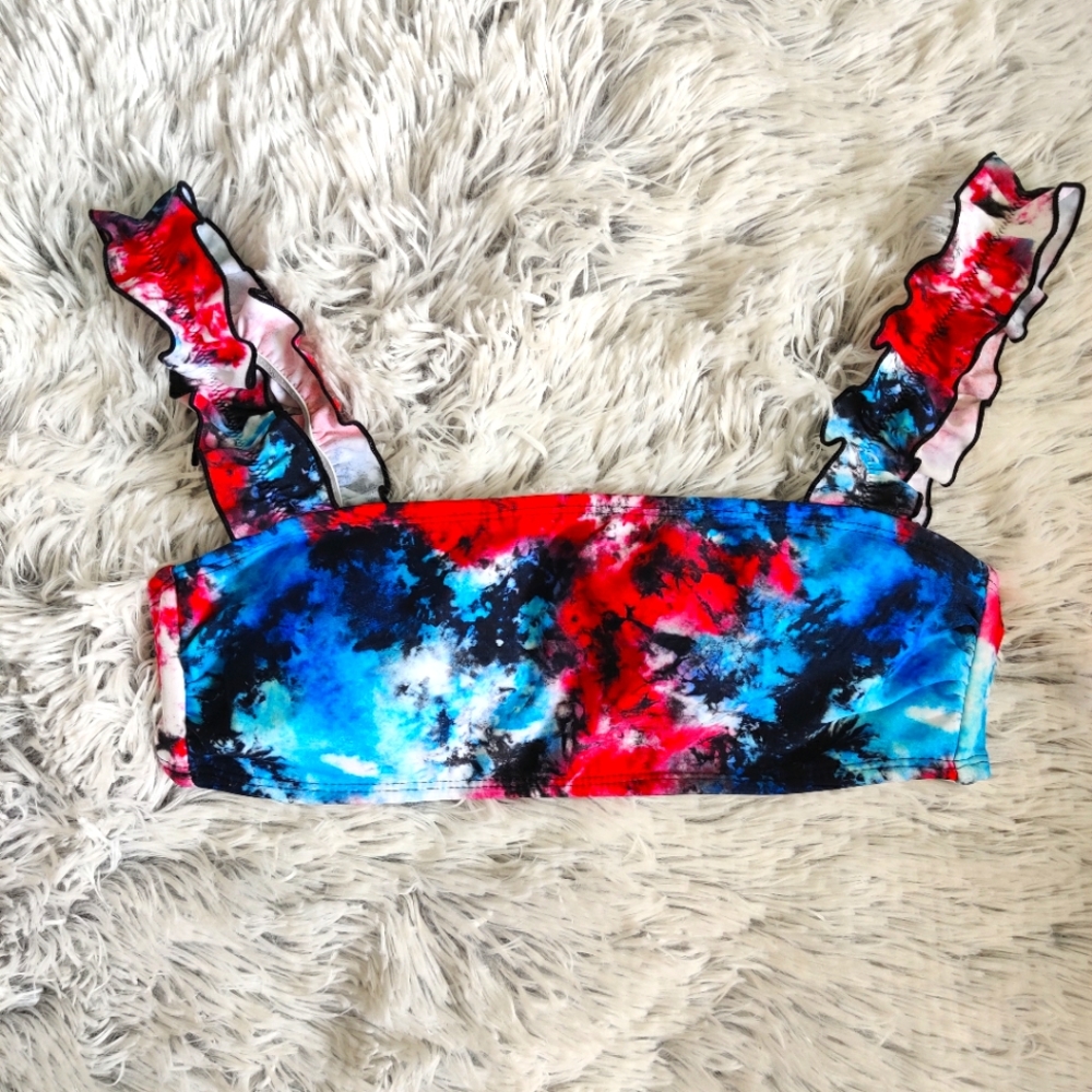No Boundaries Ruffle Strap Bandeau Bikini Top